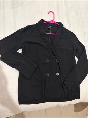 Forever 21 Black Double-Breasted Shawl Collar Lightweight Blazer